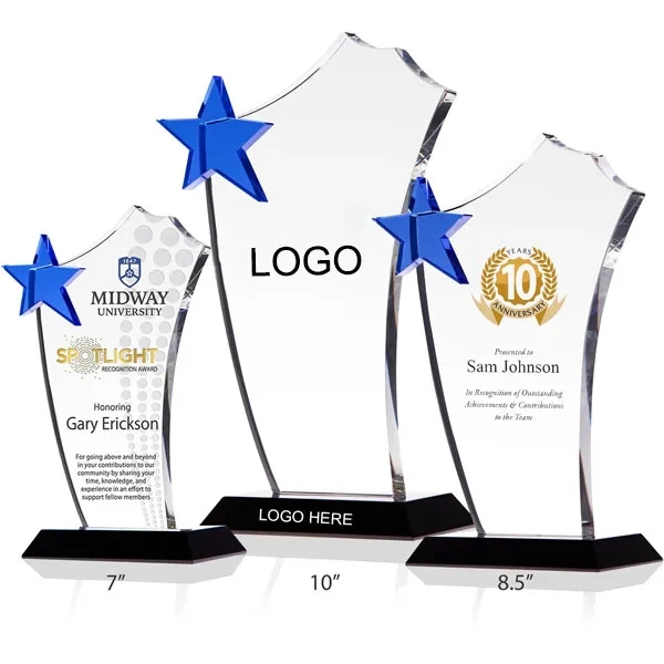 Crystal Blue Star Sail Award Plaque 4