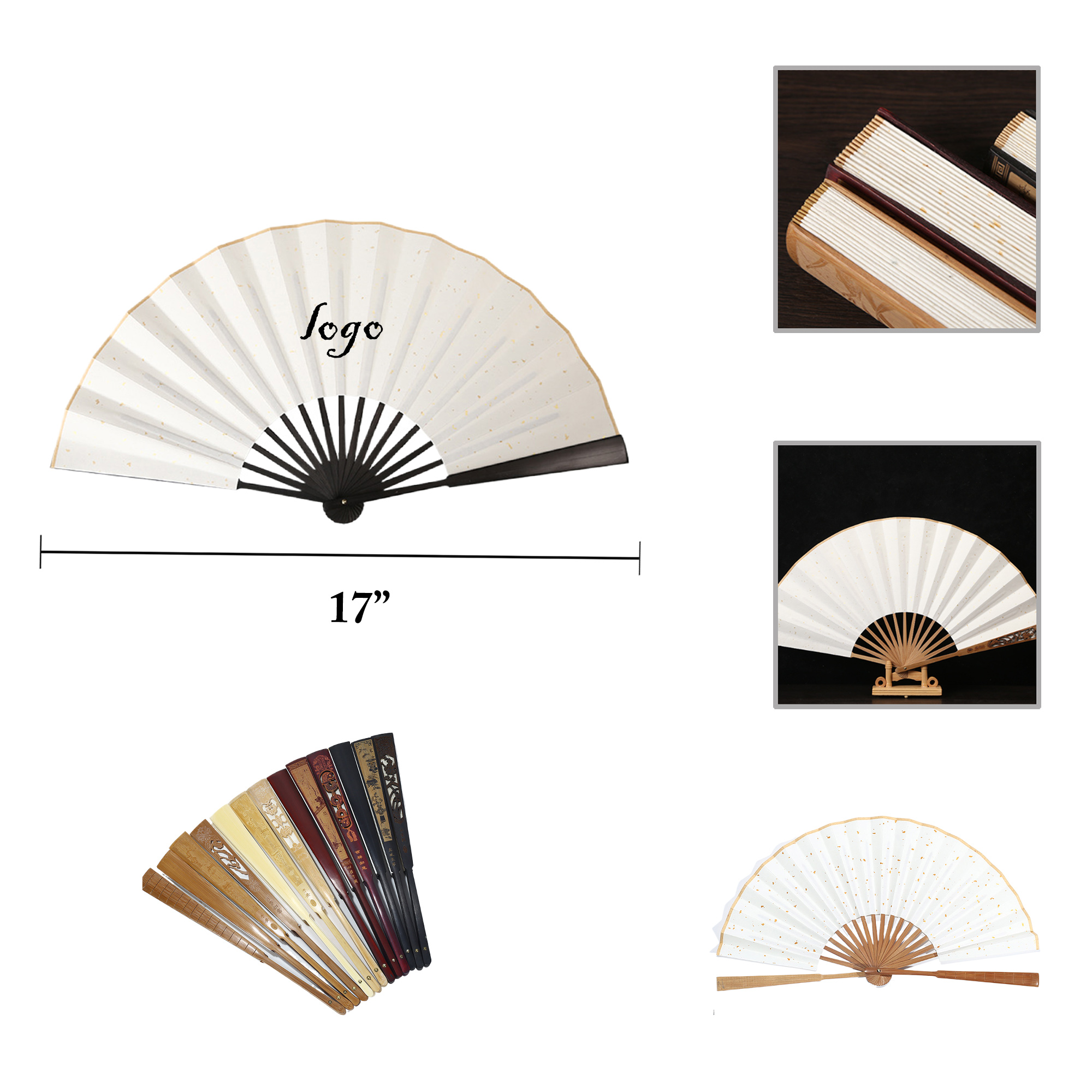 MOQ100 Custom Bamboo Folding Fans for Personalization 3