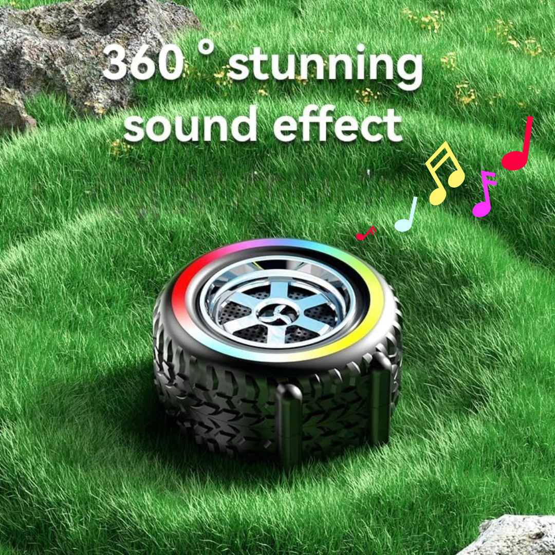 SonicWave Drive Tire-Shaped Bluetooth Speaker with LED Lights 8