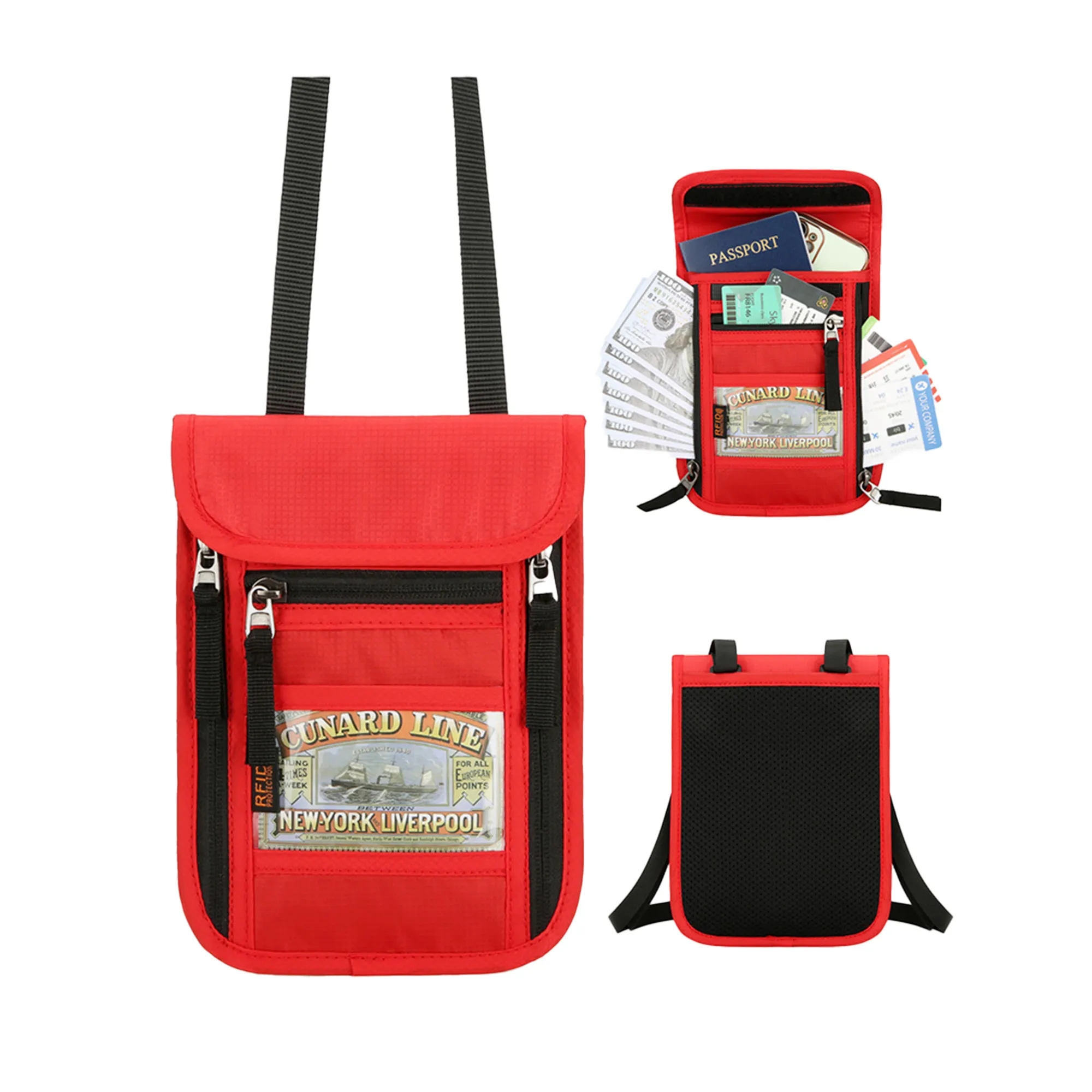 RFID Blocking Passport Holder Neck Pouch 7