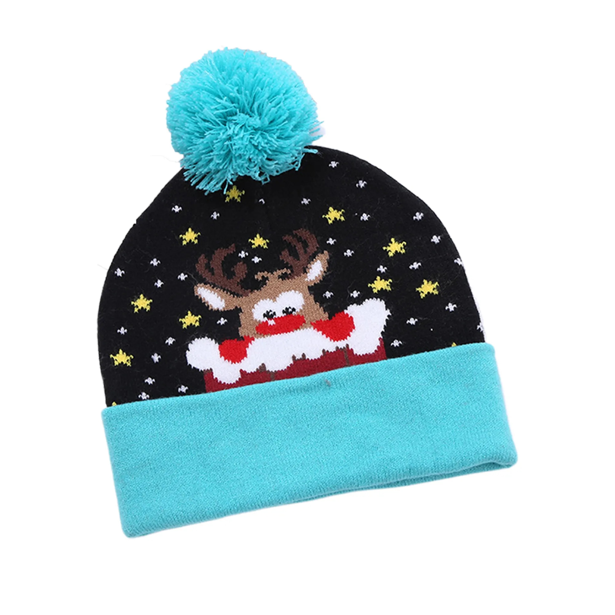 MOQ100 Party Christmas Knit Hat Plush Warm Beanie 4