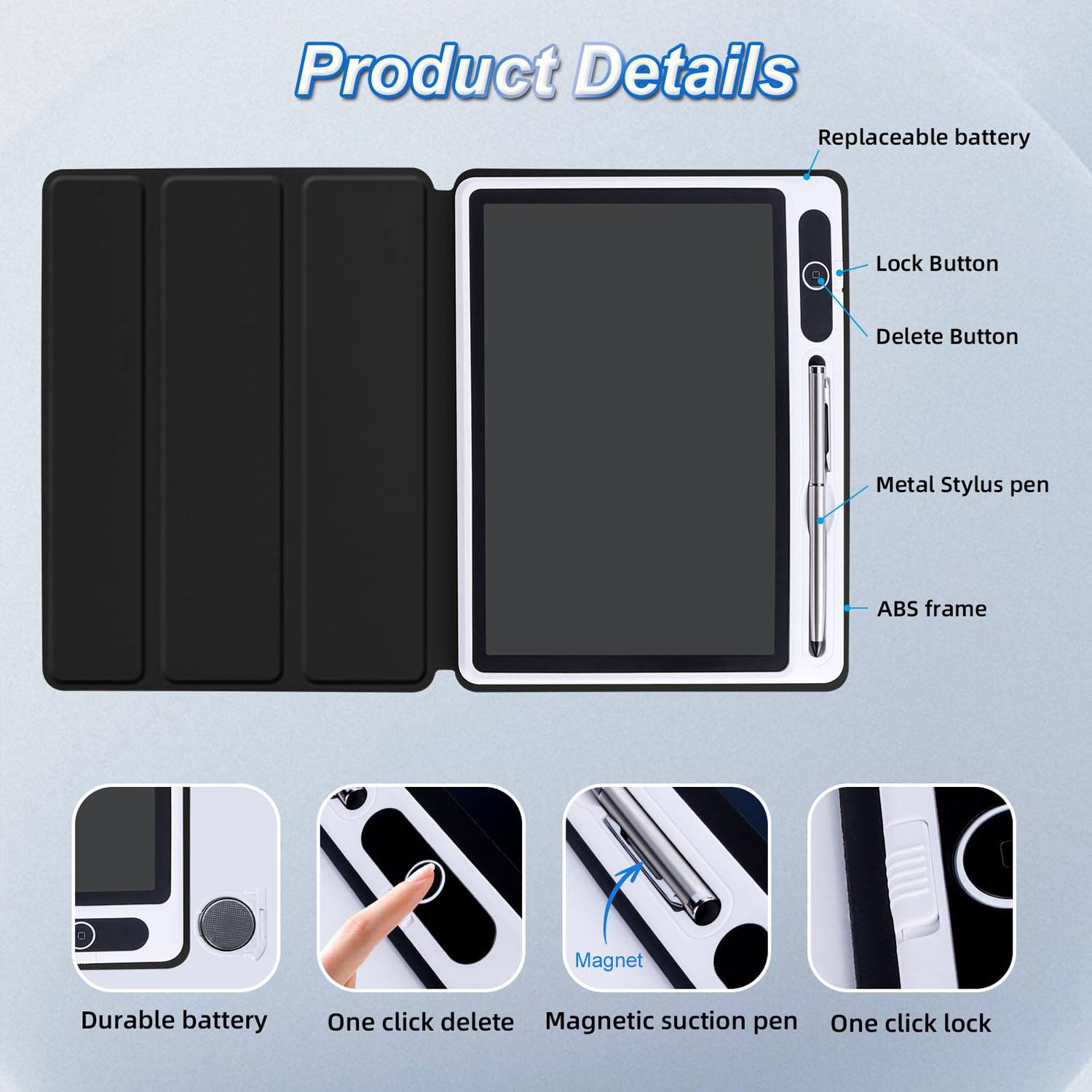 Foldable PU Cover Smart Erasable Electronic Writing Tablet 3
