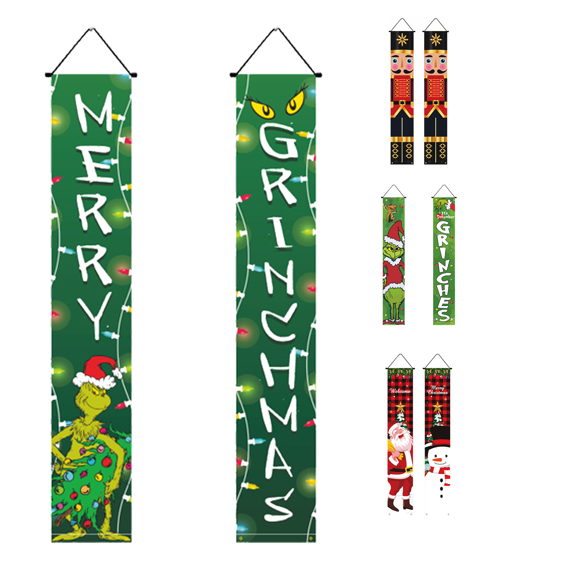 Christmas-Themed Fabric Door Curtain with Couplets 4