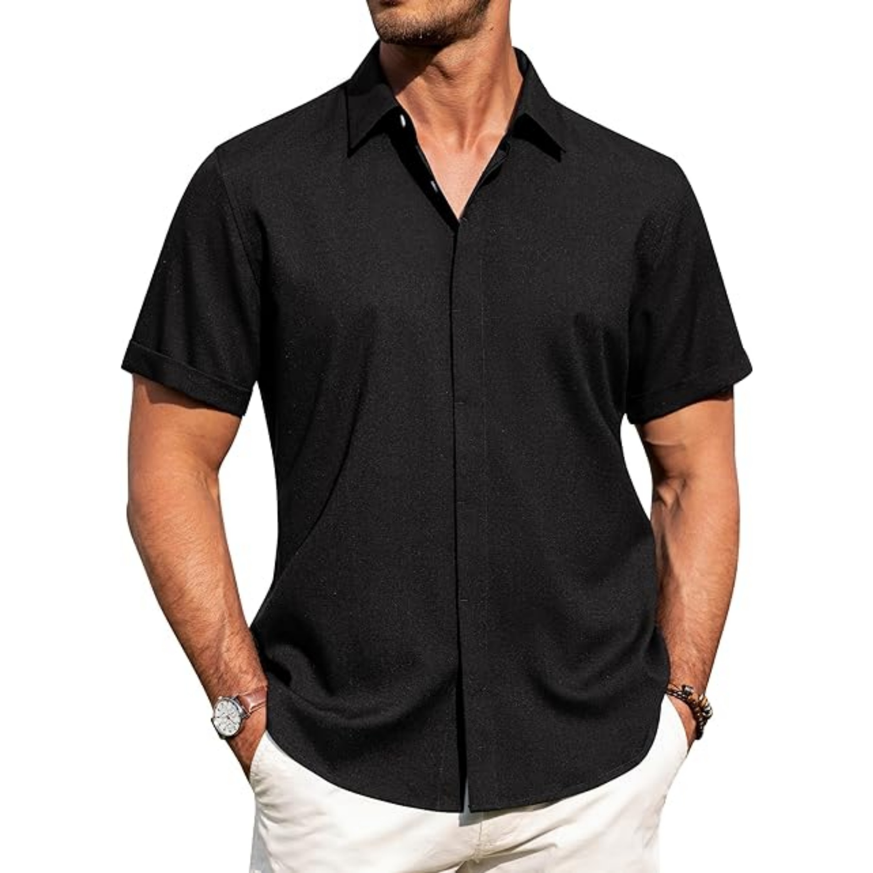 Men's Linen Casual Short Sleeve Shirt 8