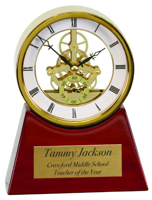 7 1/4" Executive Gold & Rosewood Piano Finish Clock 2