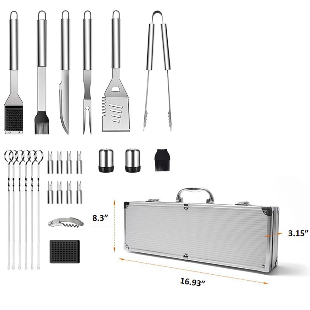 Bbq Stainless Steel Grilling 25 Pcs Set With Case 1