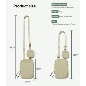 Nylon Crossbody Bag with Small Pouch Sling Bag with Adjustable Strap for Women Men 3