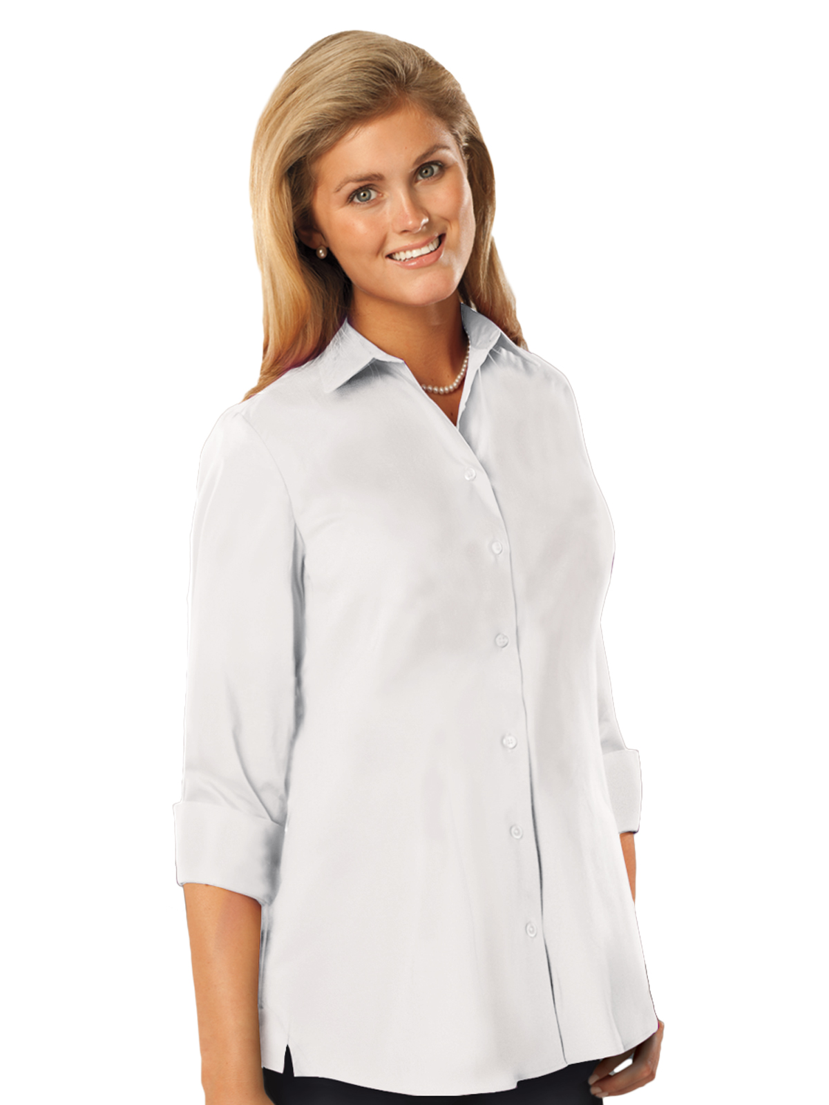 Blue Generation - Women's Pocketless 3/4-Sleeve Poplin Swing Shirt 9