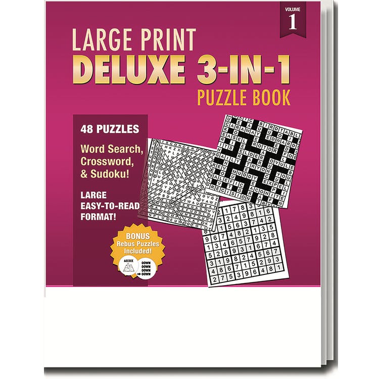 Deluxe 3-in-1 Puzzle Books - 48 Pages Large Print 1