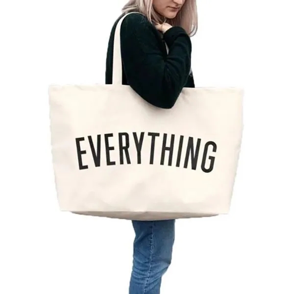 Large Eco-Friendly Canvas Tote Bag for Sustainable Shopping, custom tote bag with logo imprint 2