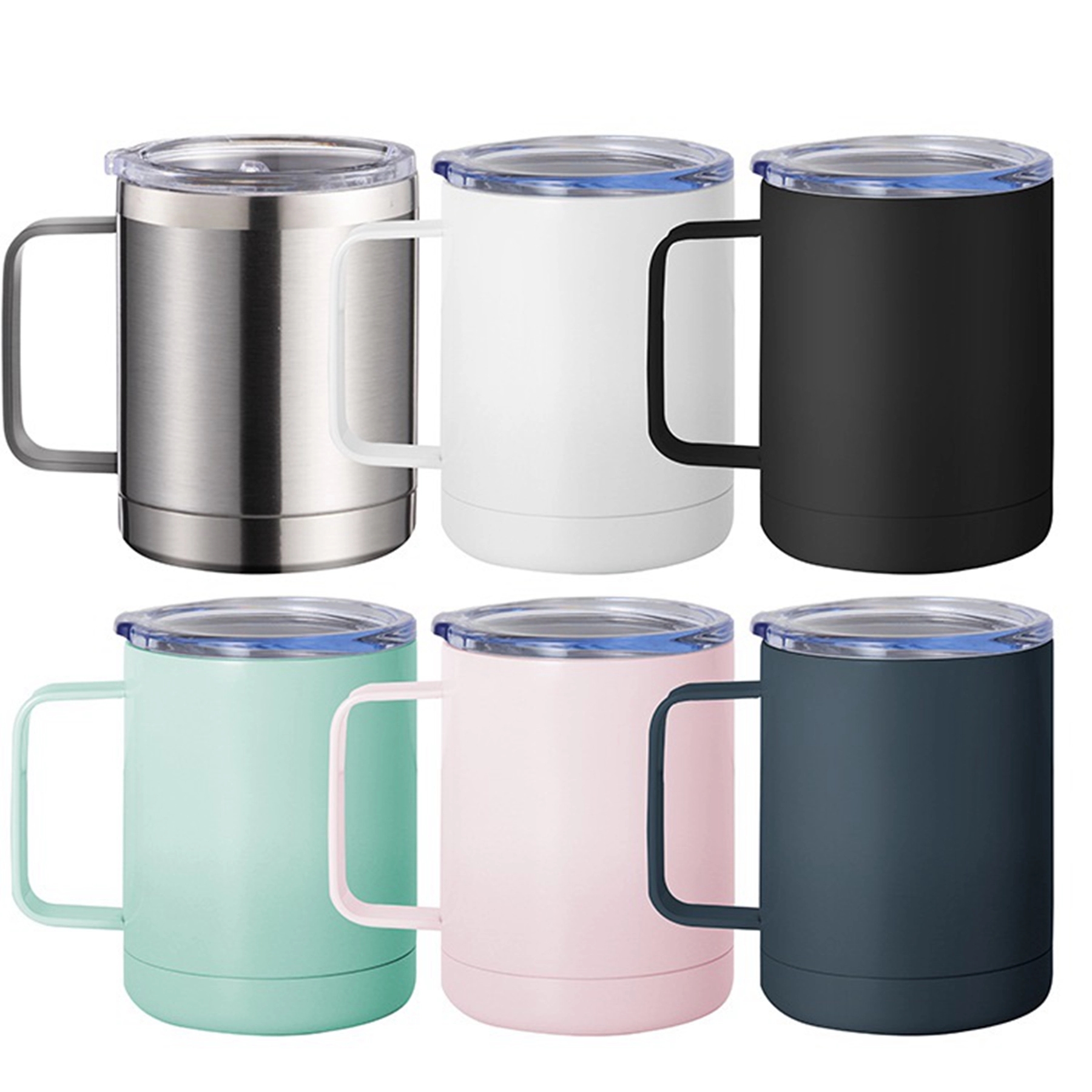 10 OZ. Double Wall Vacuum Coffee Mug with Handle & Lid 11