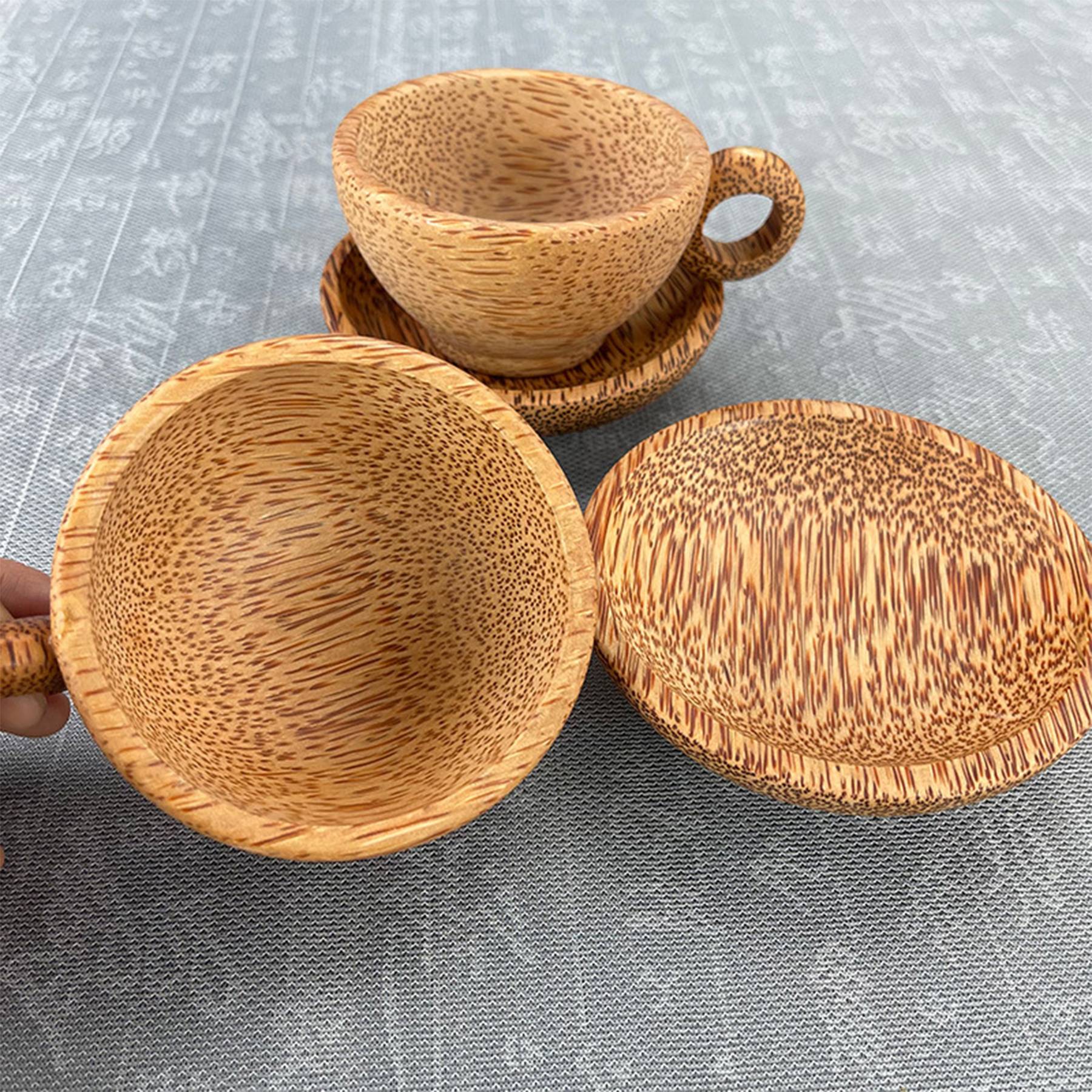 Coconut Coffee Cup W/ Handle&Bracket Set 5