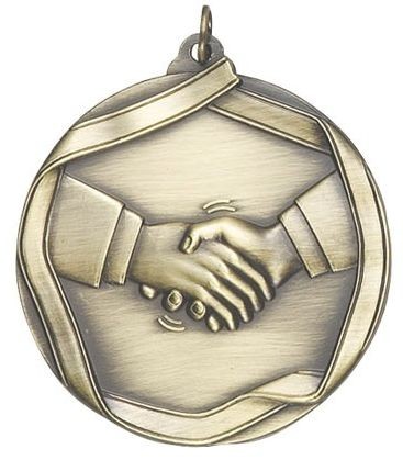 Handshake Die Cast Medal, 2 1/4" 1