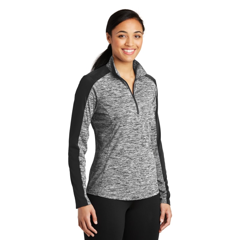 Sport-Tek Women's PosiCharge Electric Heather Colorblock 1/4-Zip Pullover. 11