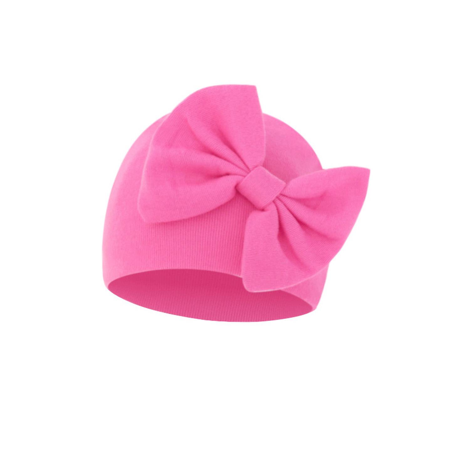 0-6 Months Solid Color Anti Scratch Gloves Bow Baby Hat 13
