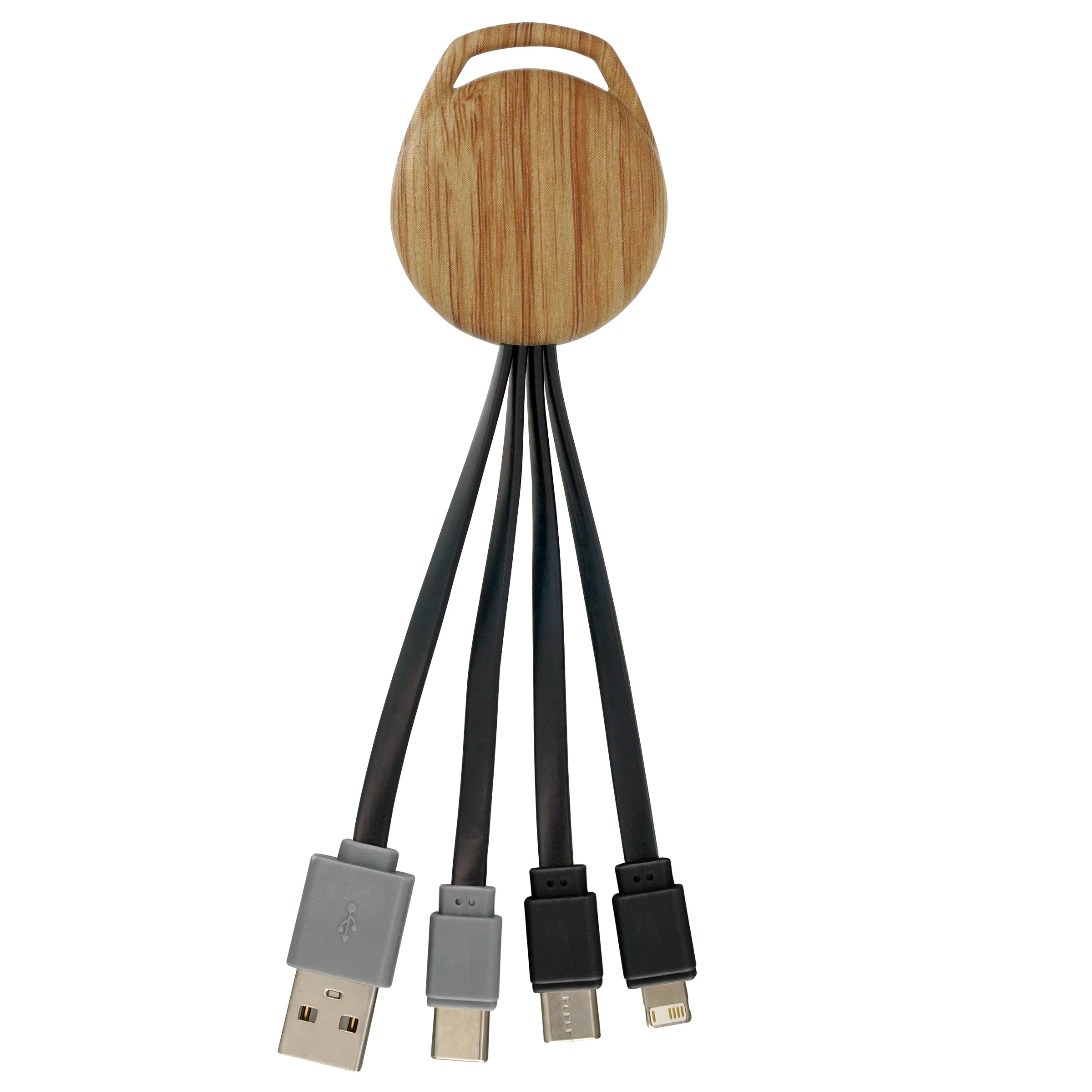 Wood Vivid Dual Input 3-in-1 Charging Cable 4