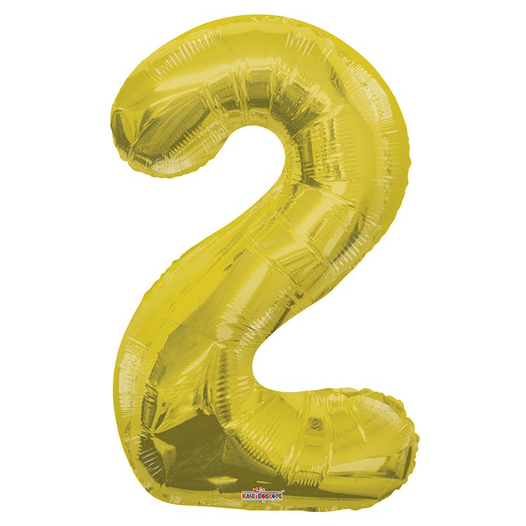 Mylar Number 2 Balloons - Gold 34" 2