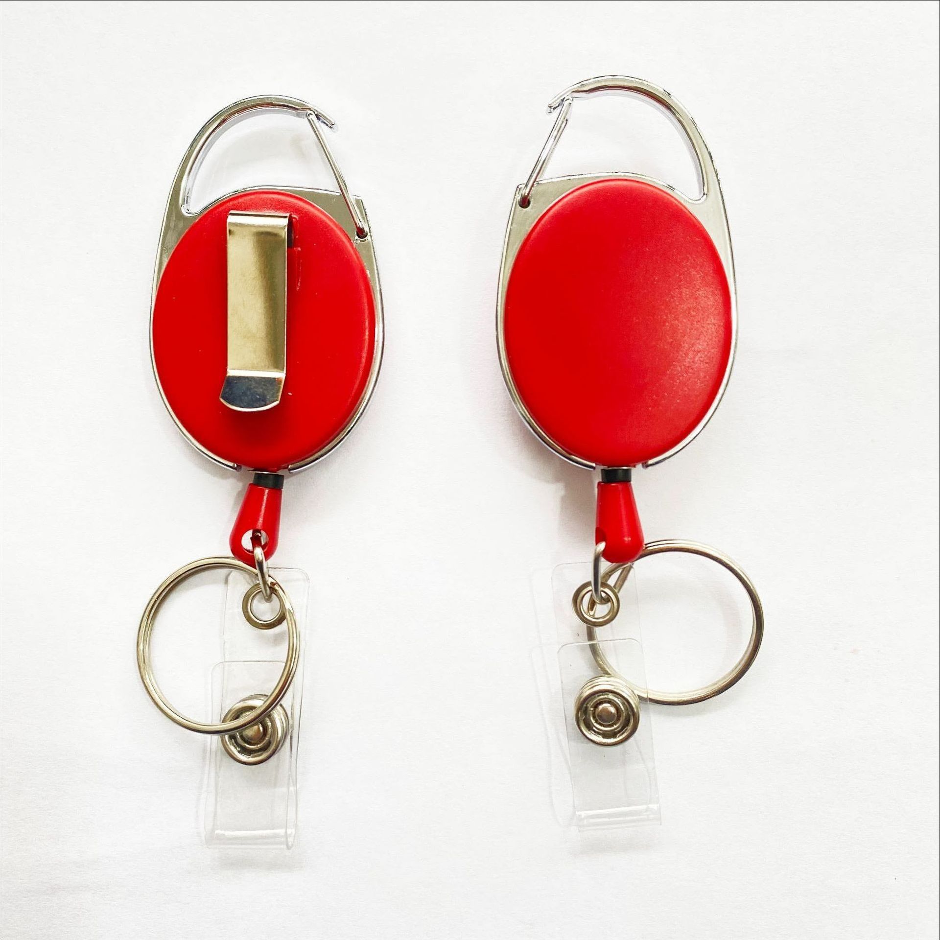 Retractable Badge Holder W/ Carabiner Clip & Keychain 5