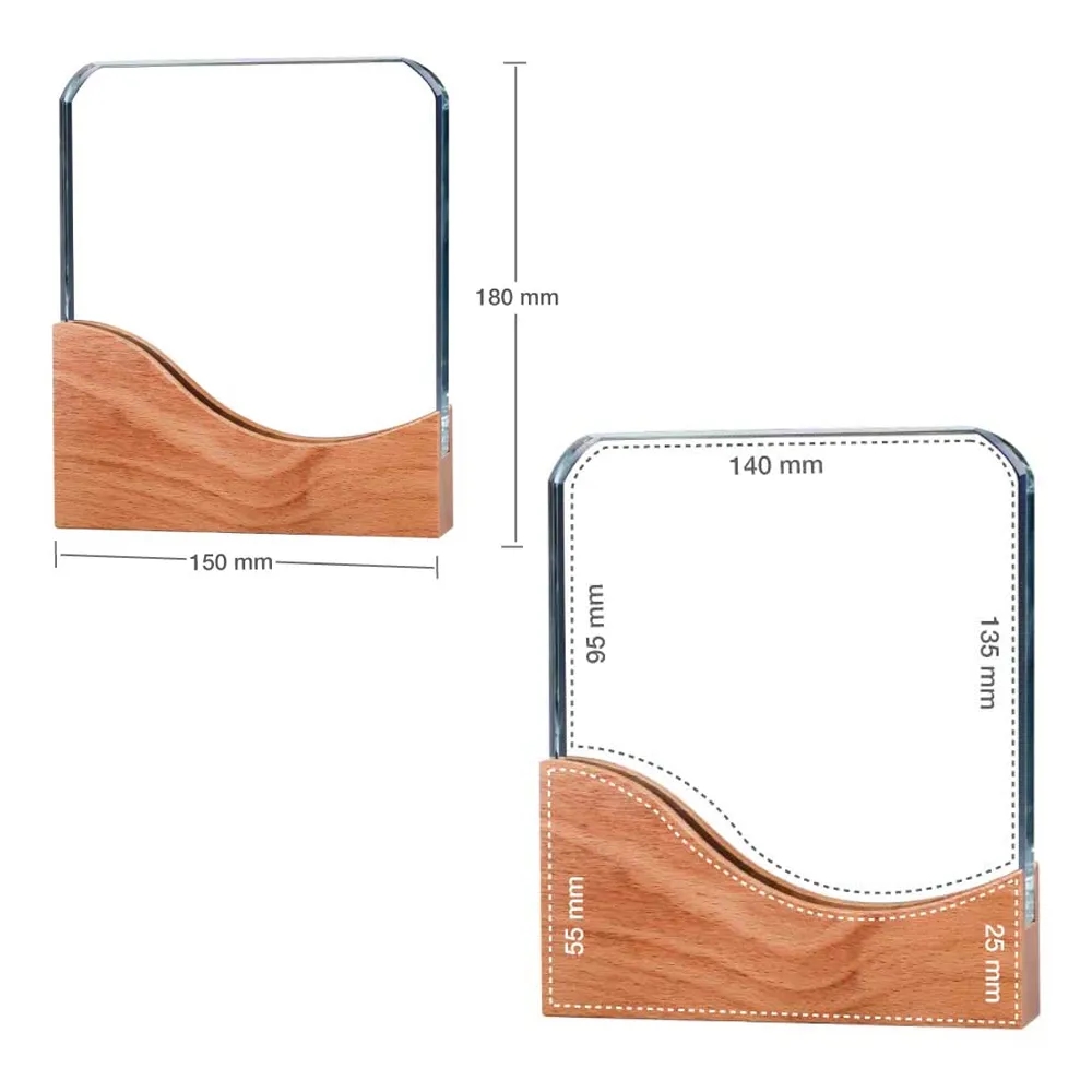 Square Crystal Awards with Wooden Base 9