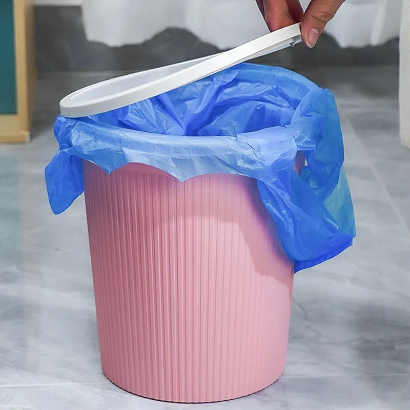 Plastic Cylinder Trash Can, promotional household item with logo imprint 5