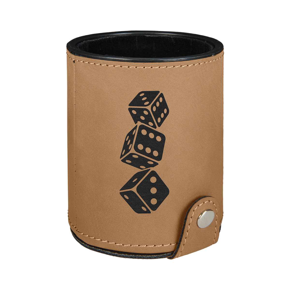 Light Brown Leatherette Dice Cup w/ 5 Dice
