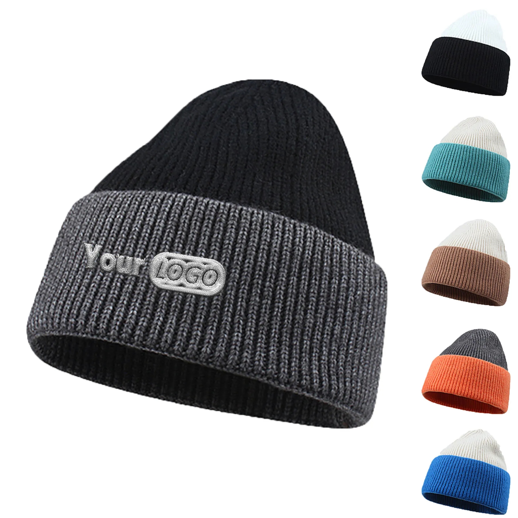 Color Block Double-Layer Knitted Hat 5