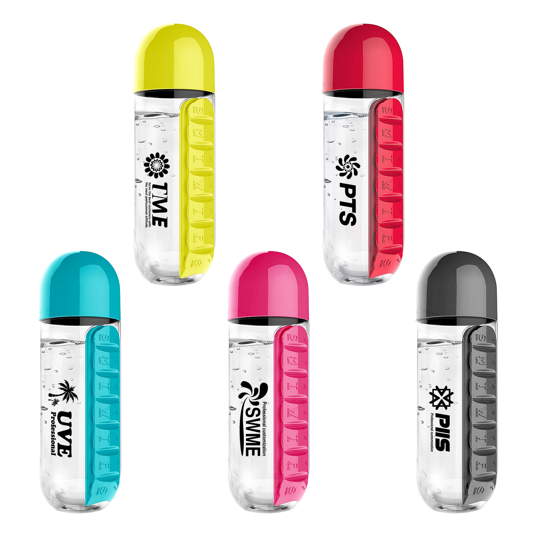 7 Day Pill Box Organizer Water Bottle 2