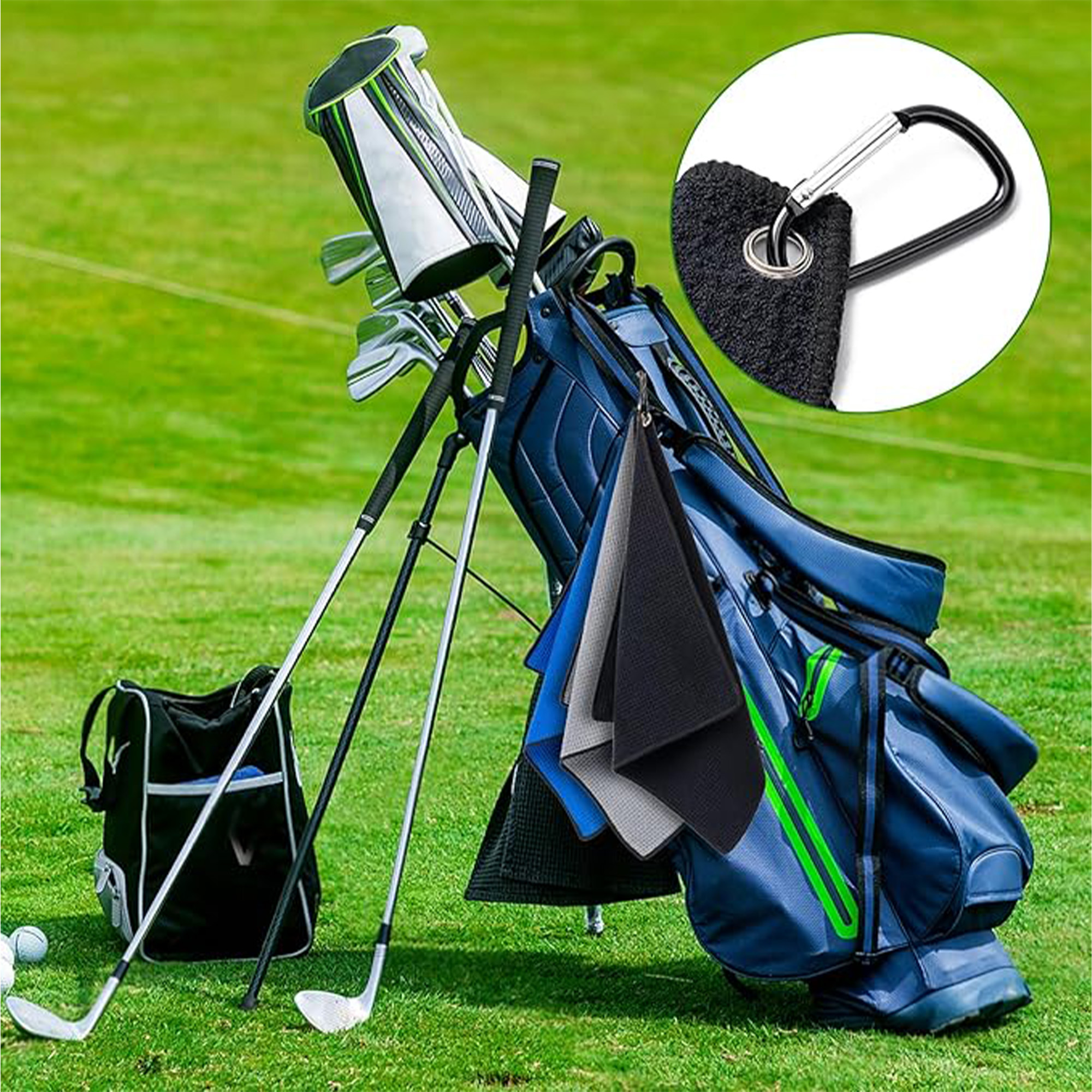 Premium Waffle-Pattern Golf Towel with Carabiner Clip 3