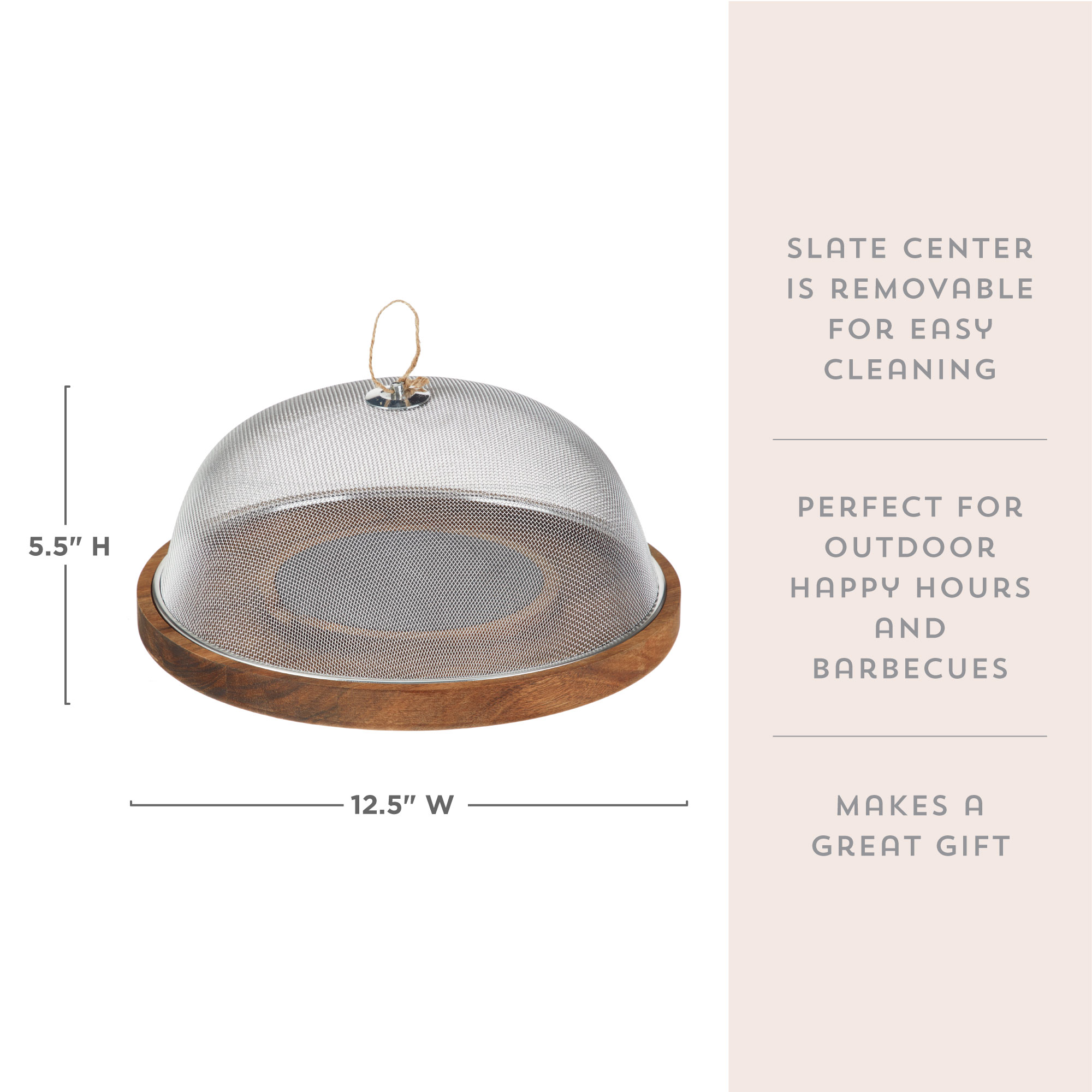 Twine Living® Modern Manor Slate & Acacia Cheese Board Dome 2