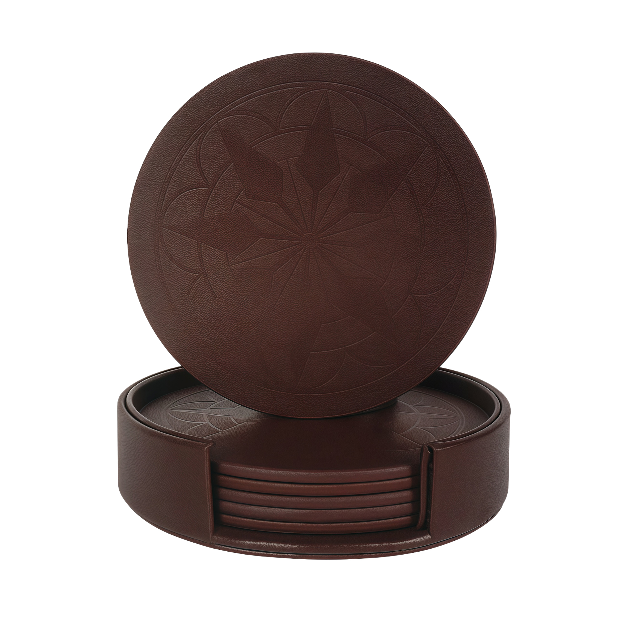 Double-Sided Leather Round Coaster Set 5