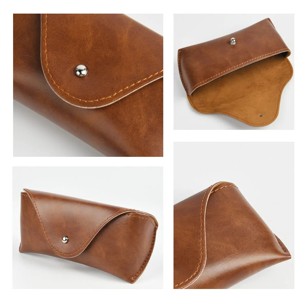 PU Leather Portable Durable Soft Slim Semi Hard Glasses Case 4