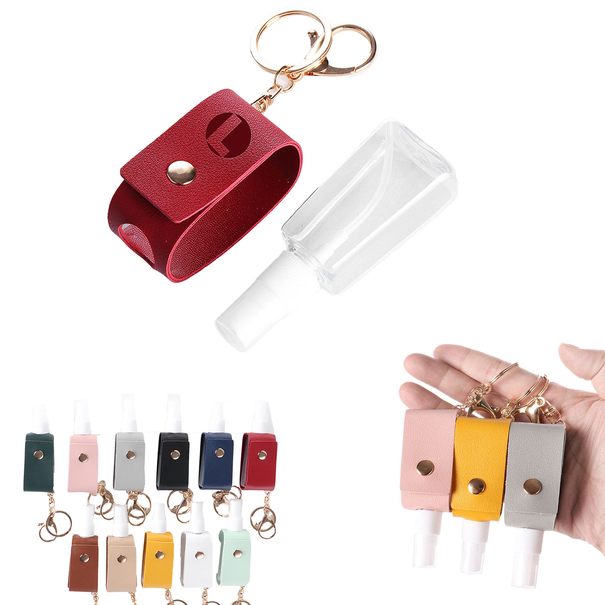 Premium Leather Keychain with Spray Bottle 2