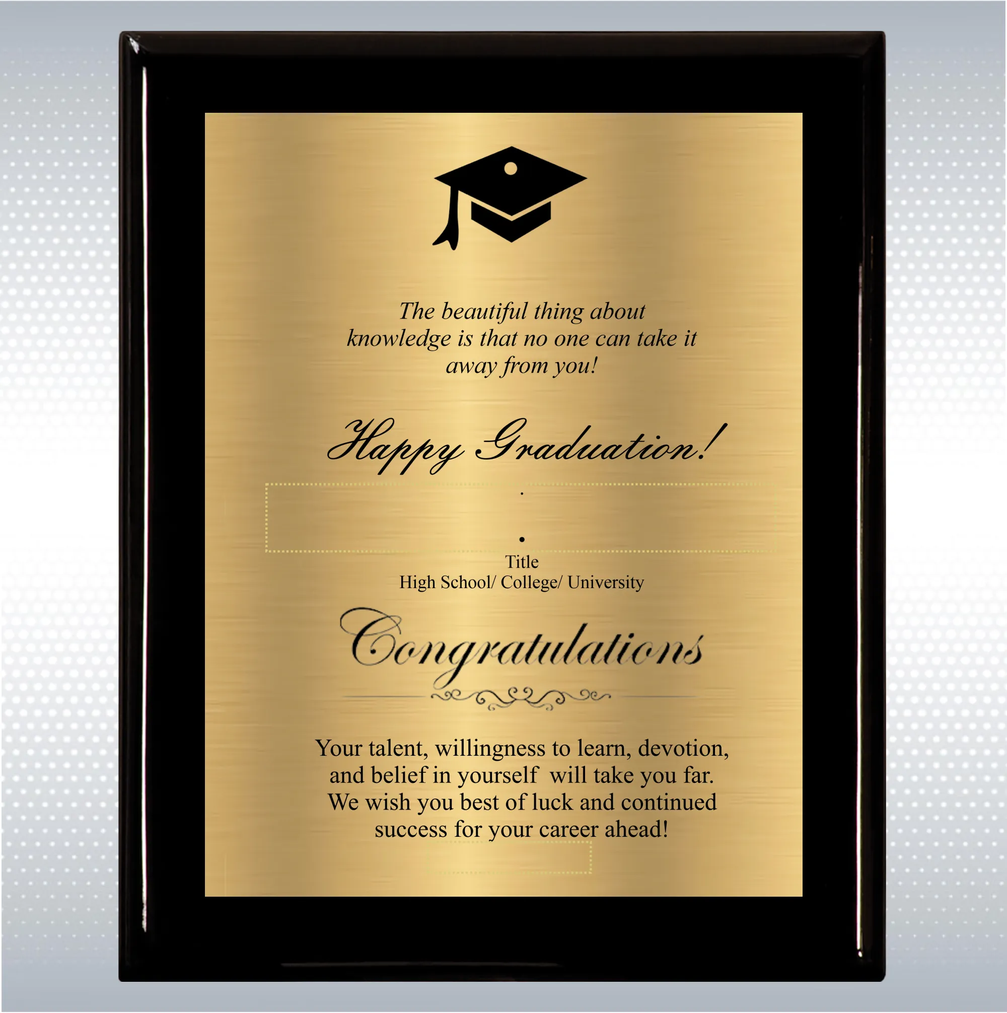 Black Piano Finish Wood Plaque Graduation Gift 8