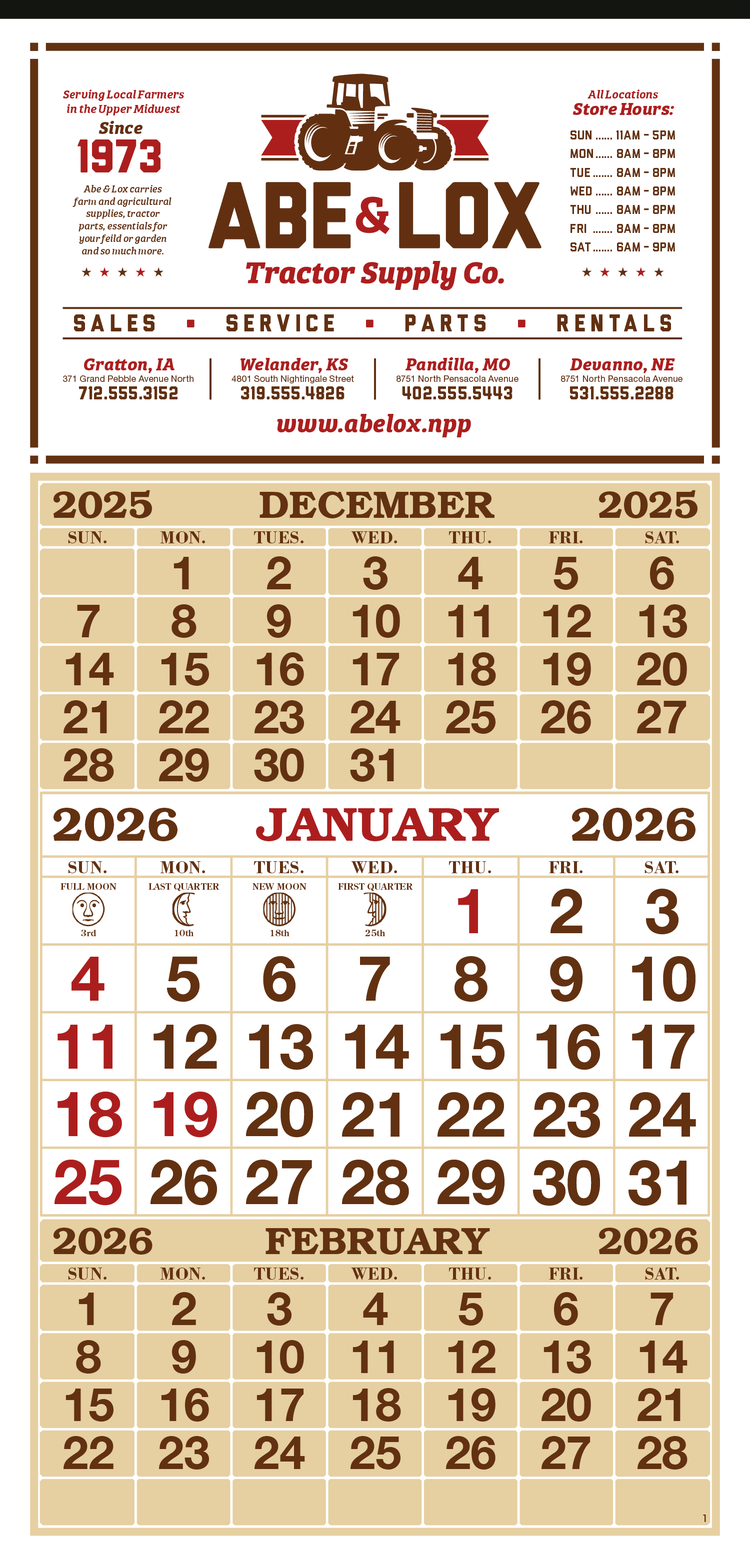 Skinner & Kennedy® 3-Month Display 12-Sheet Calendar 11