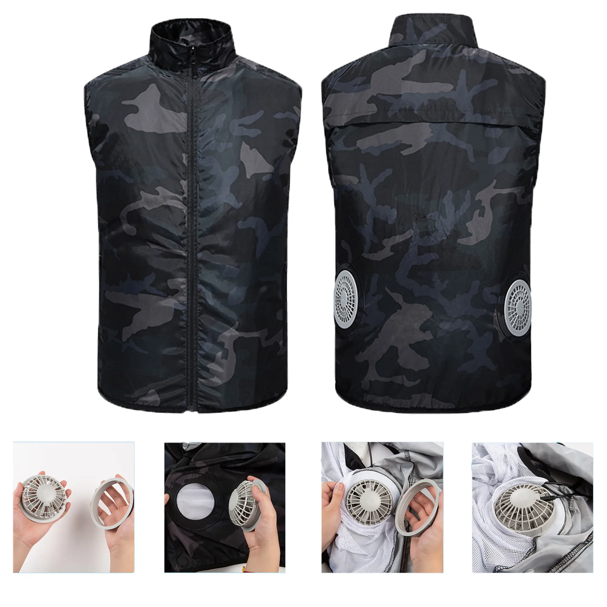 Camouflage Vest with Built-in Fan 5