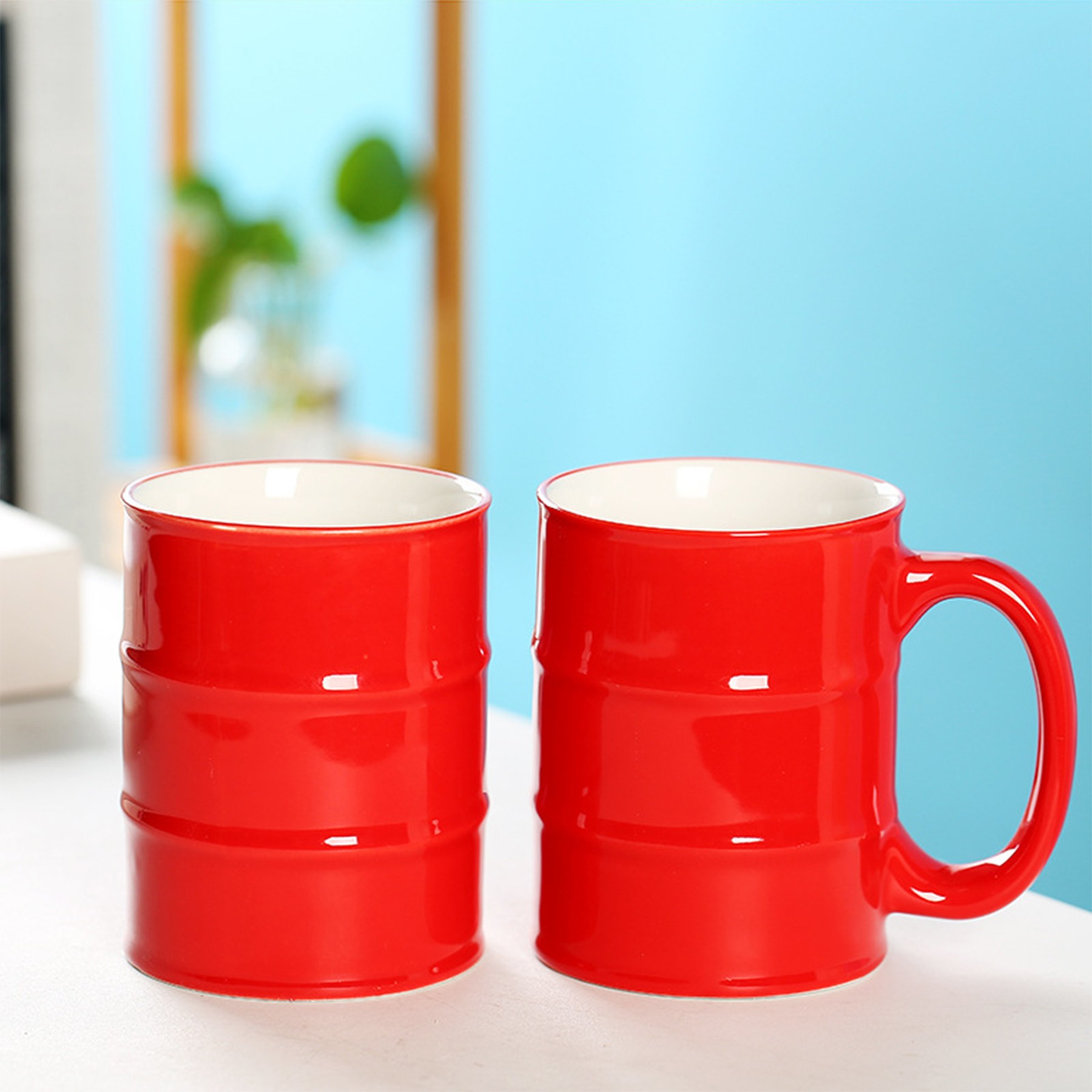 15.22Oz Oil Barrel Shape Ceramic Mug 5