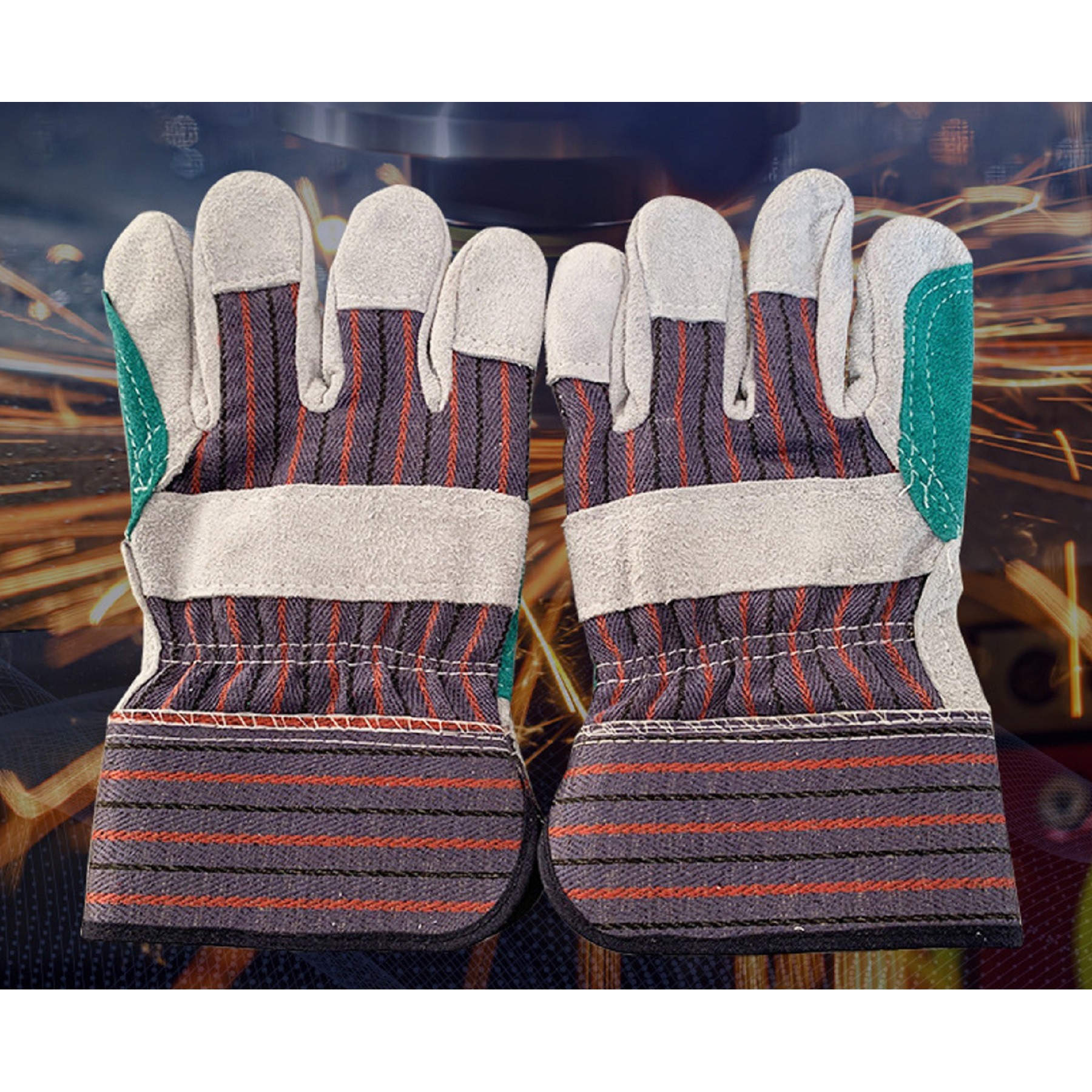 Double Palm & Index Finger Work Gloves with Rubberized Cuff 3