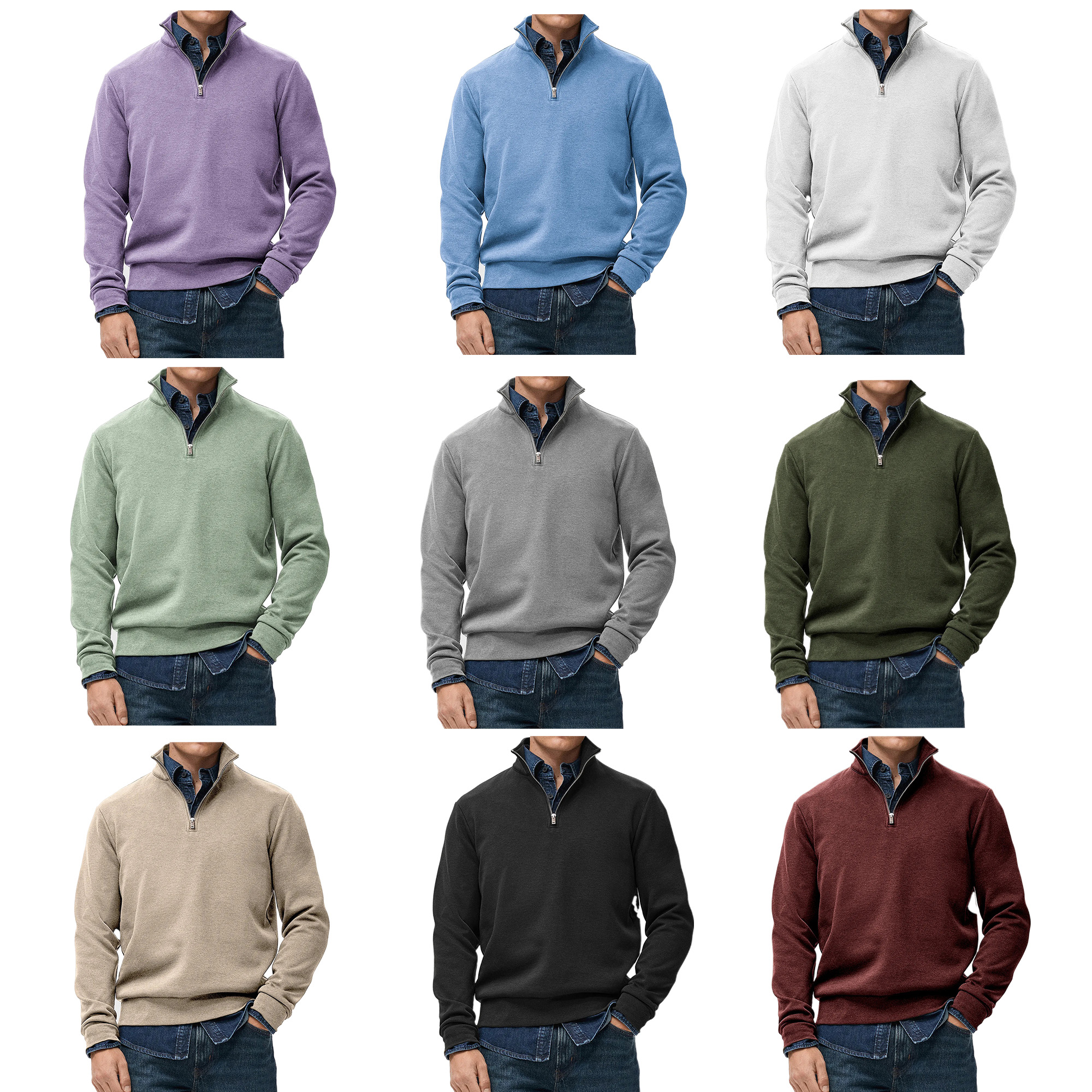 Polyester Unisex Quarter Zip Comfortable Casual Sweatshirt, custom hoodie or sweatshirt with logo imprint 3