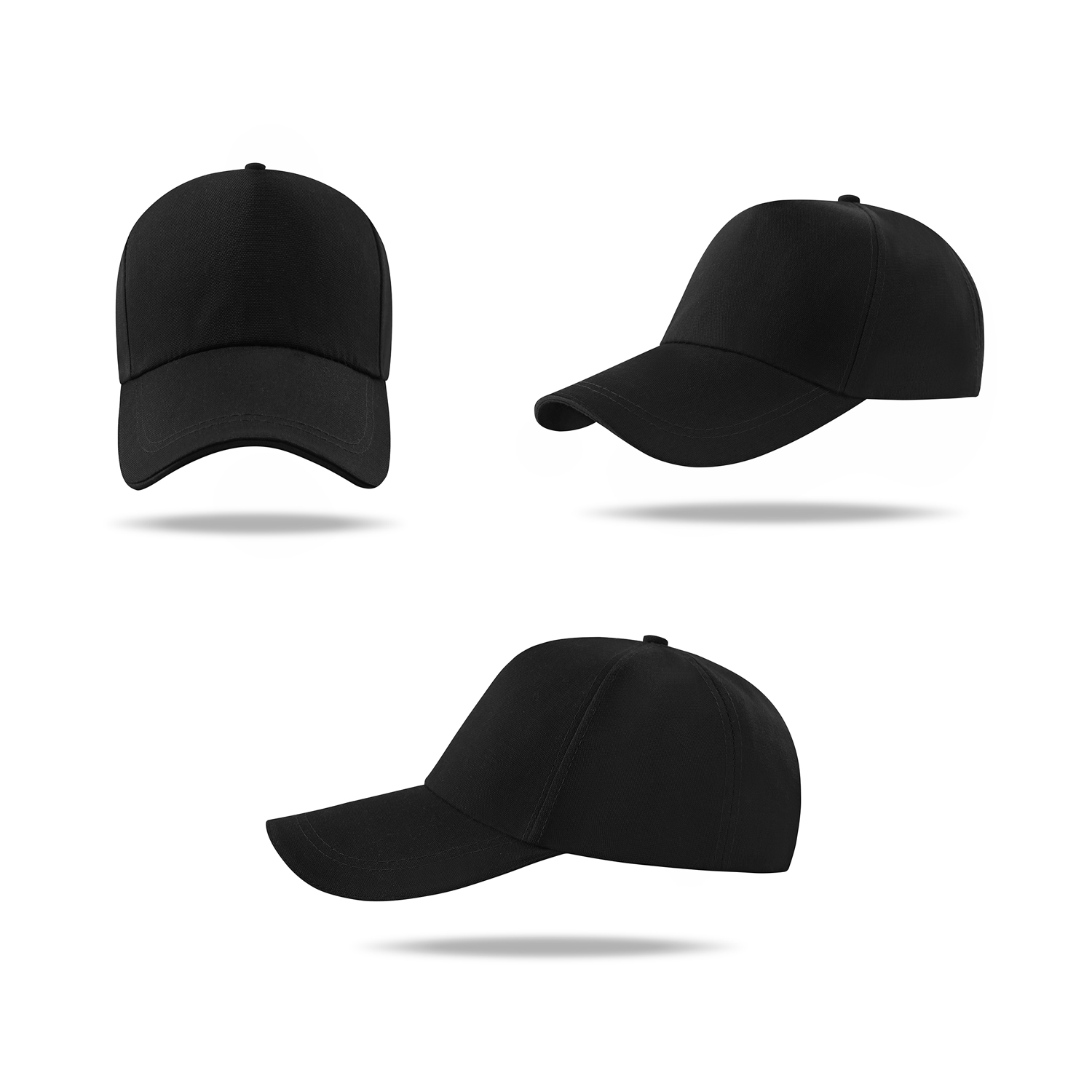 Stock Solid Color Poly Canvas 5 Panel Cap w/Double Buckle Back Fastener 2