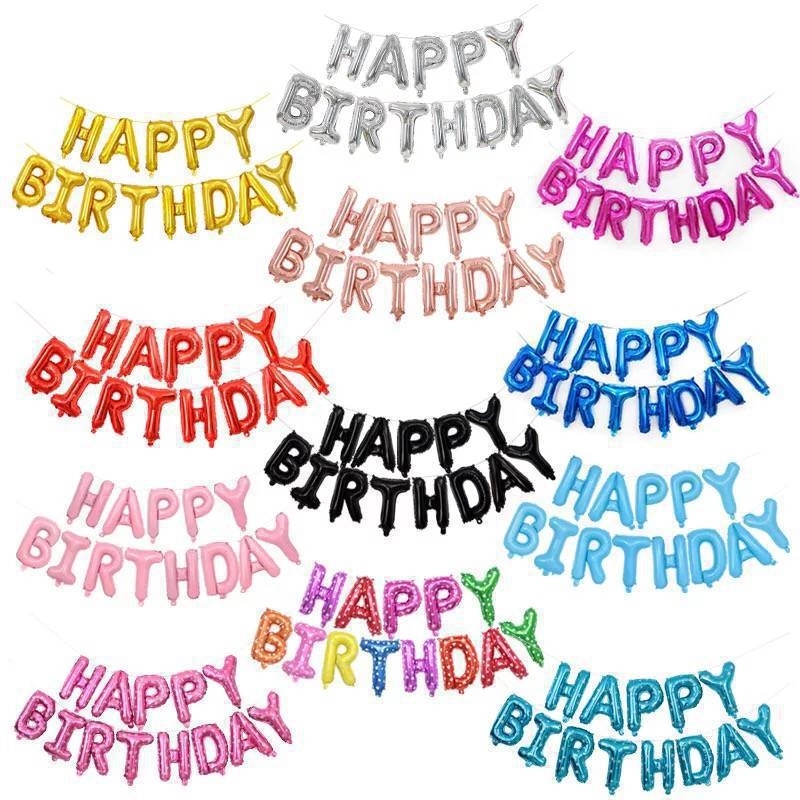 16" Happy Birthday Balloons Banner 3D Mult Package 6