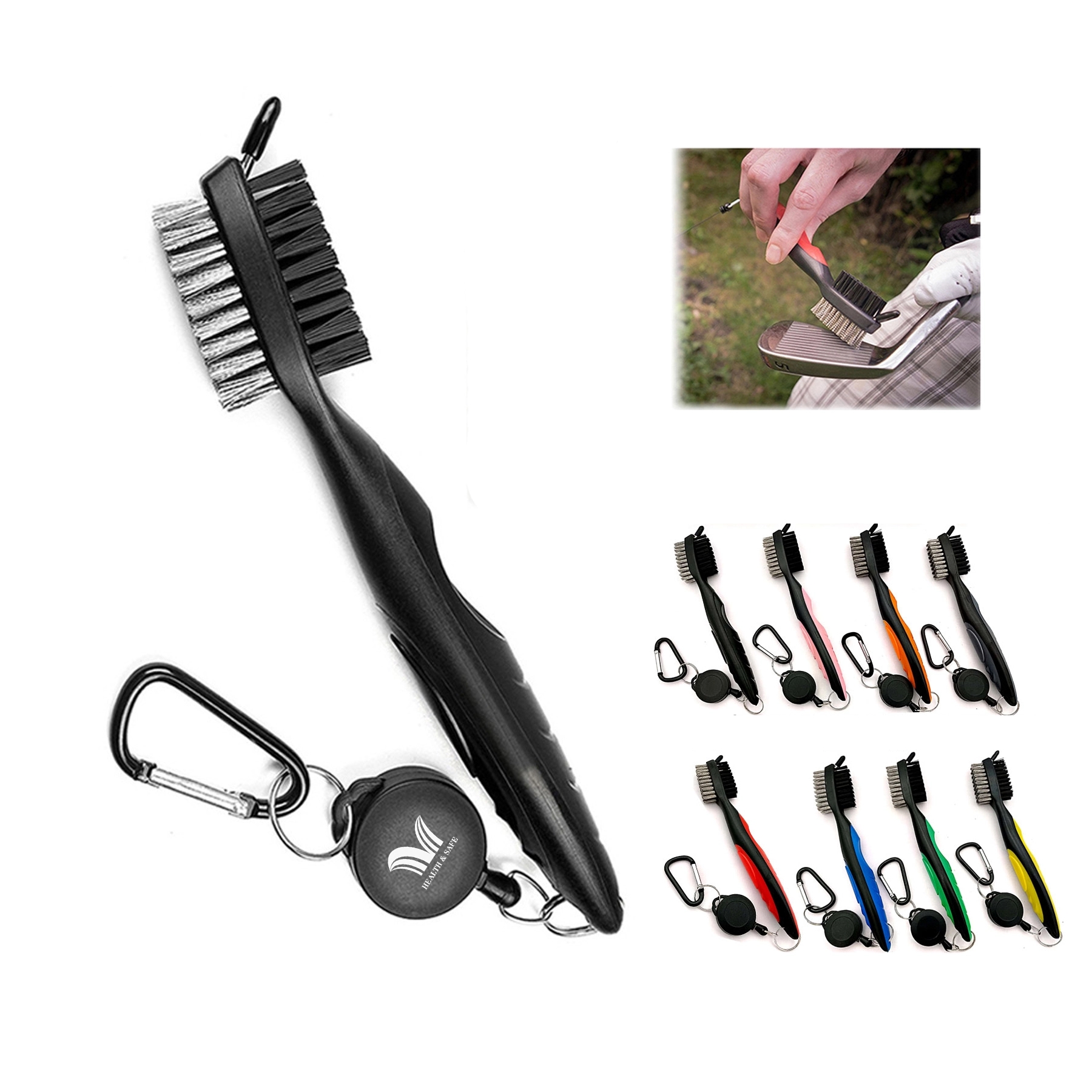 Golf Club Brush Cleaner Pro Retractable Dual-Bristle 4