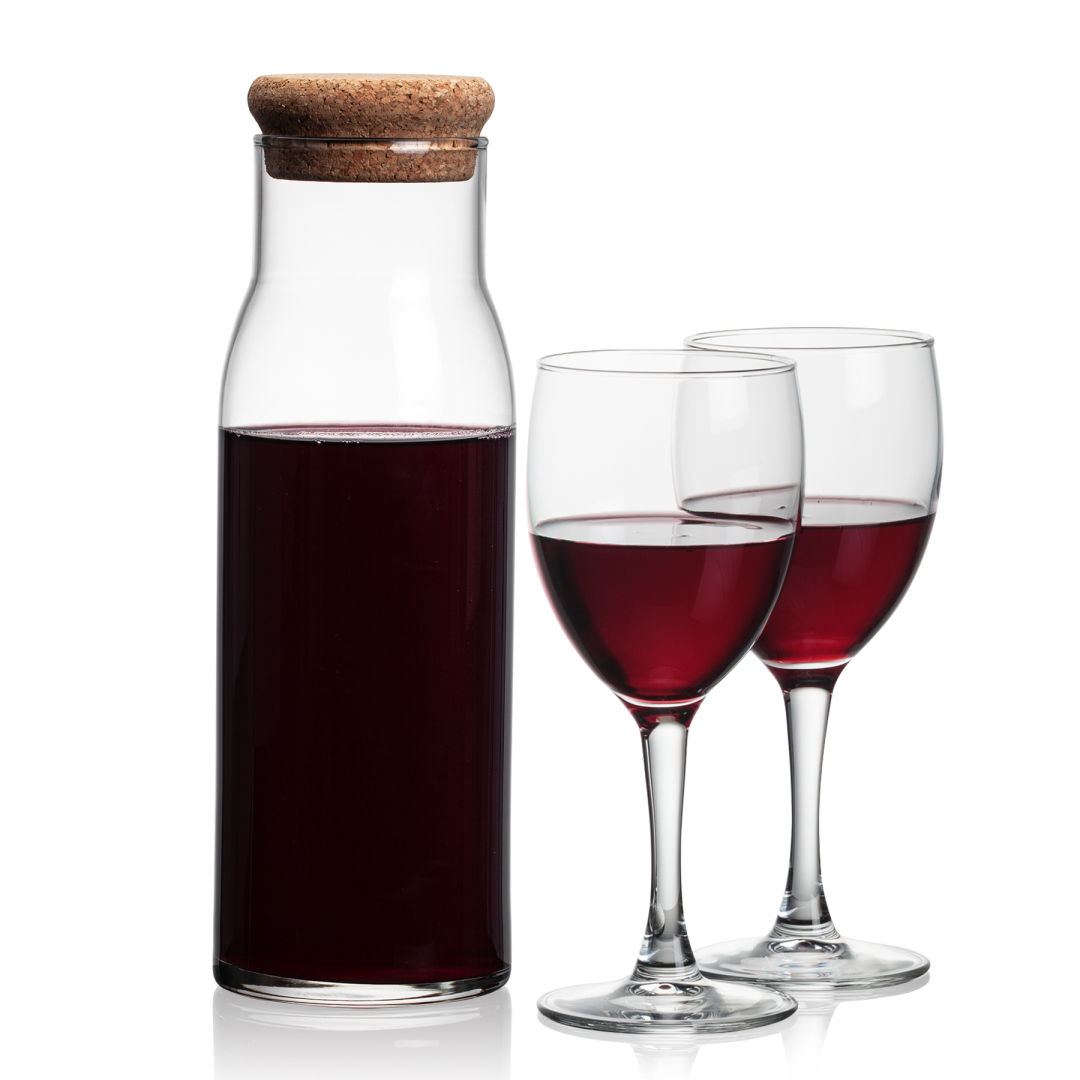 Aviston Carafe & Carberry Wine, custom glassware with logo imprint 2