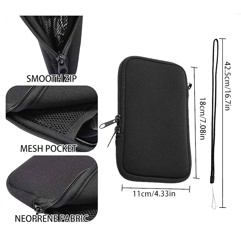 Portable Neoprene Zippered Phone Pouch With Lanyard 2