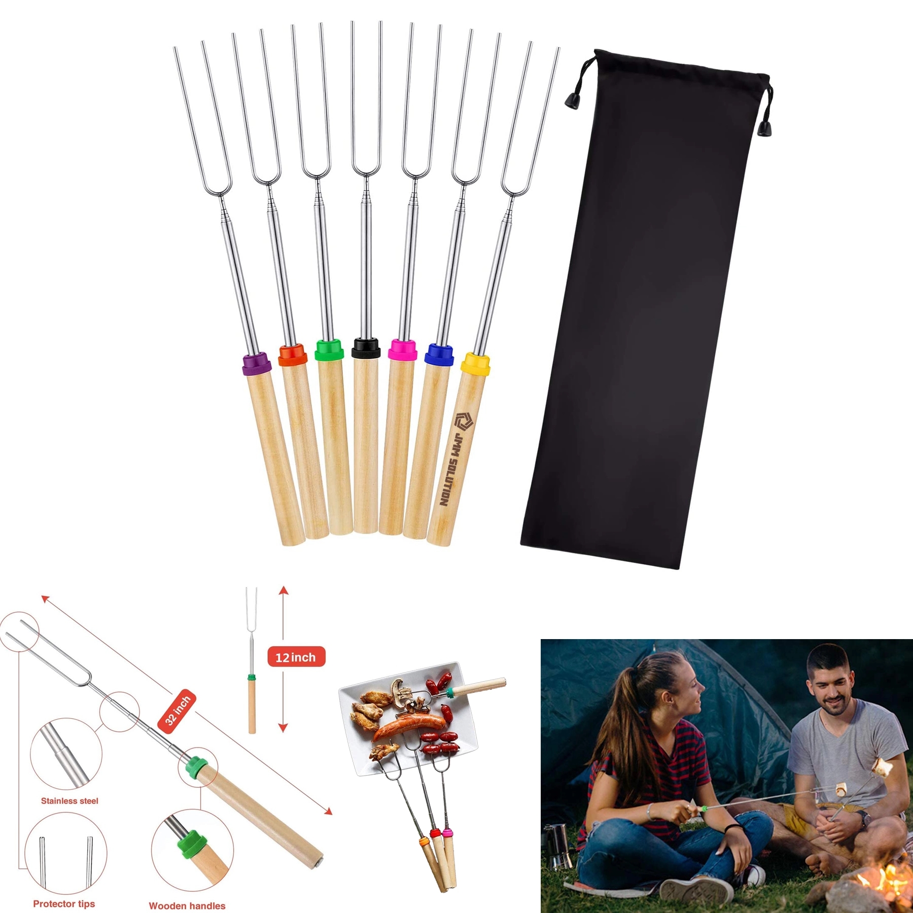 Skewers Telescoping Forks Marshmallow Roasting Sticks 1