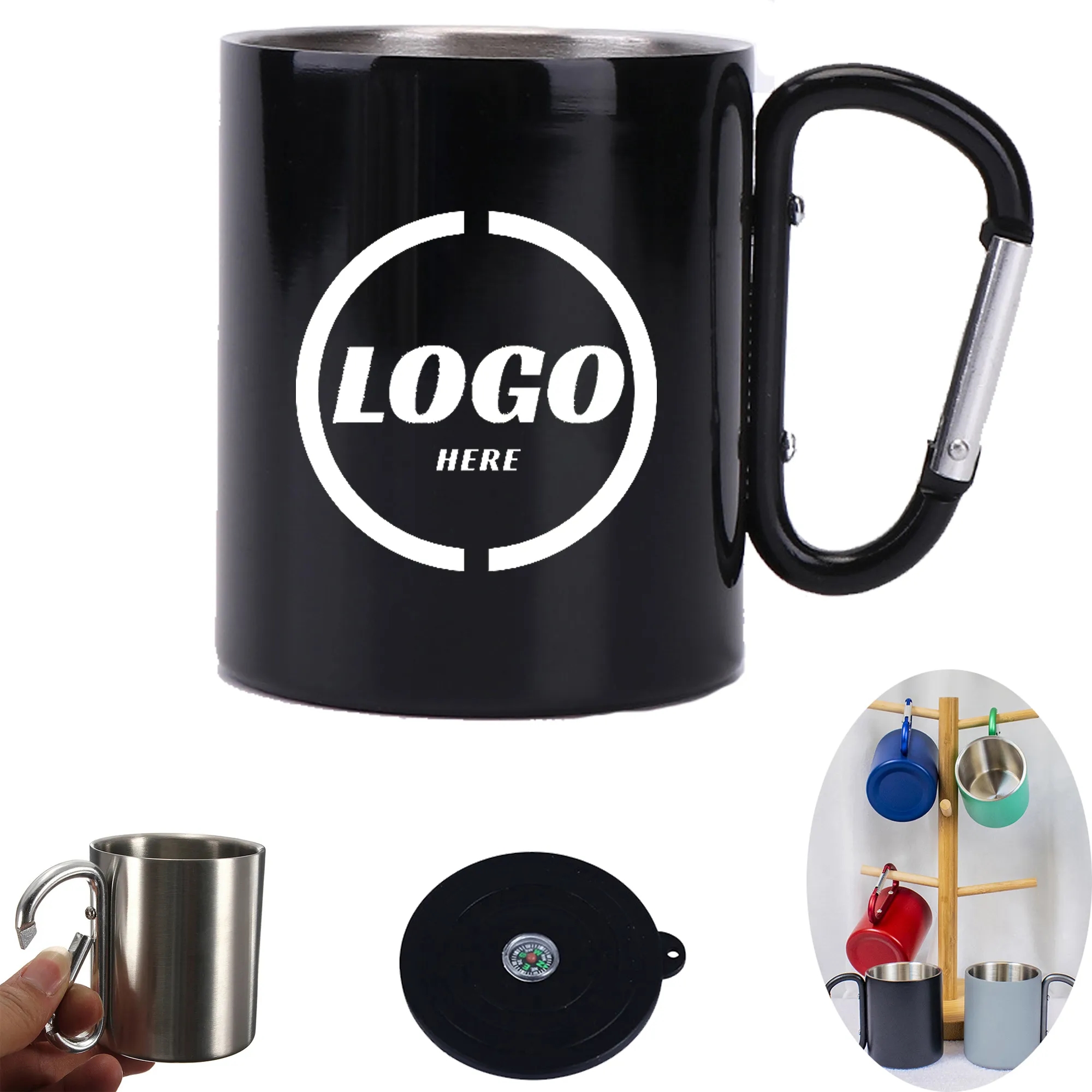 7.5oz Outdoor Cup Camping Mug With Mountaineering Buckle MOQ