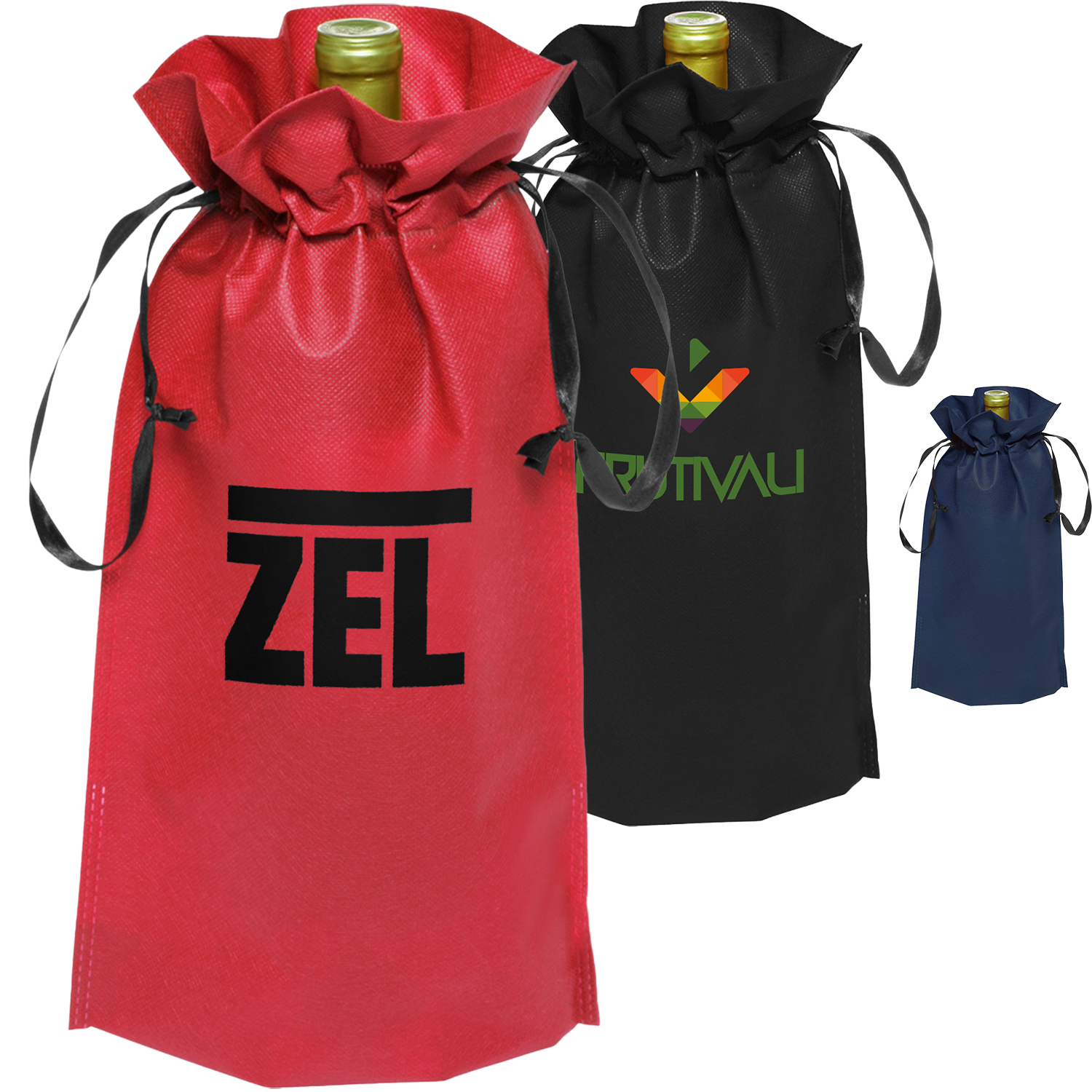 Non-Woven Bottle Drawstring Bags w/ Custom Imprint 2