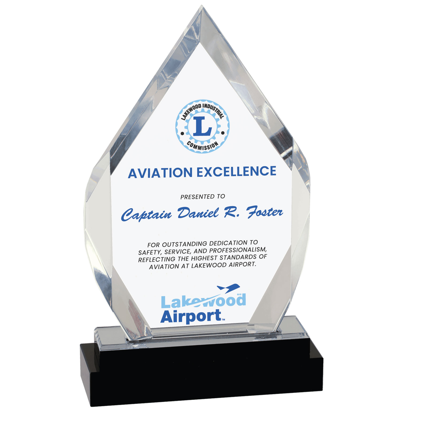 8" Silver Fusion Diamond Impress Acrylic w/ Black Glass Base