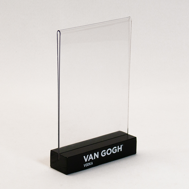 Acrylic Table Tent with Wood Base 4w x 6h