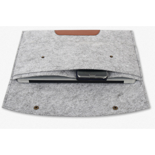 Felt Laptop Sleeve with PU Accent and 2-Button Closure 4