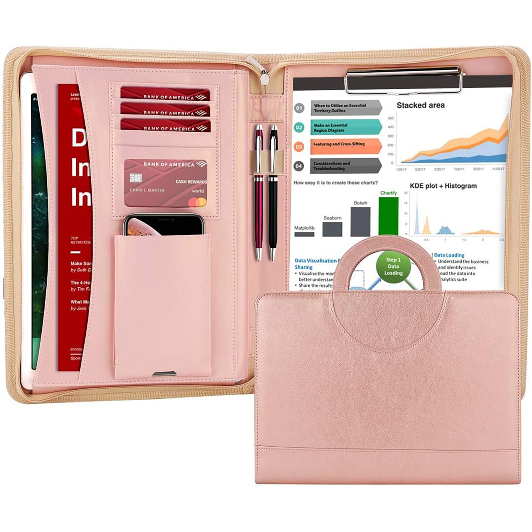 Zippered Leather Padfolio Portfolio 7